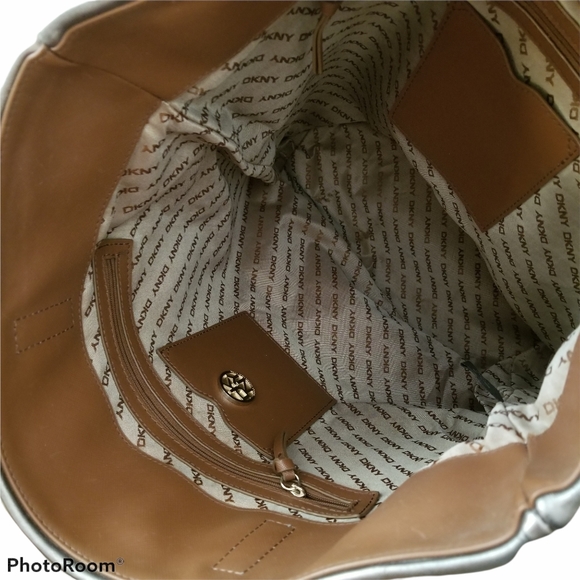 DKNY Donna Karan Soft Metallic Leather Tote Bag - Picture 15 of 15